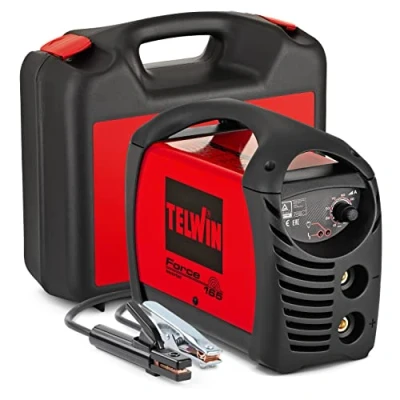 Abbildung von Telwin 815863 Force 165 Inverterschweissgerät für das Elektrodenschweißen Komplett mit Automatischem Schweißhelm und Schweißzubehör, 230 V, 4,23 kg, Rot, Zubehör