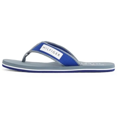 Abbildung von Tommy Hilfiger Herren Flip Flops Patch Beach Sandal mit Logo, Grau (Overcast Grey), 40