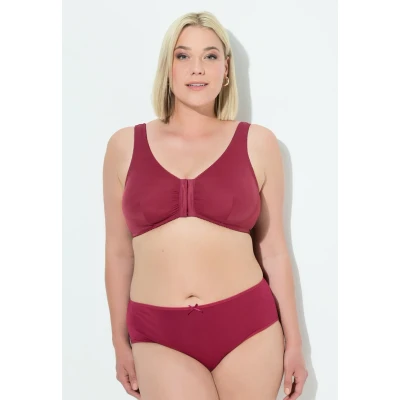 Abbildung von Ulla Popken Women&#039;s Bustier, Still BH, Vorderverschluss, Cup C/D E/F Bra, dunkelrot, 125D