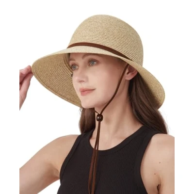 Abbildung von Zylioo Strohhut Sonnenhut Damen für Kleinen Kopf, Stroh Strandmütze mit Breiter Krempe Größe S,UV Schutz Sommerhut