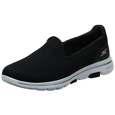 Abbildung von Skechers Damen Go Walk 5 Sneaker, Black Textile White Trim, 38.5 EU