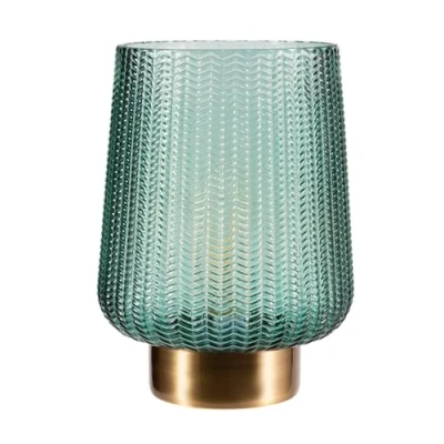 Abbildung von Pauleen 48136 Pretty Glamour mobile Tischleuchte Glas Tischlampe Timerfunktion 6H Batterie Glaslampe ohne Kabel Türkis Glas/Metall