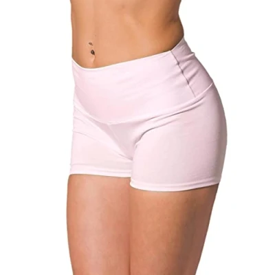 Abbildung von Alkato Damen Sport Shorts mit Hohem Bund Hotpants Radlerhose Long Shorts, Farbe: Hellrosa, Größe: 40