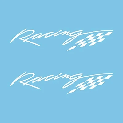 Abbildung von AUTODOMY Racing Sport Tuning JDM OEM Aufkleber Paket 2 Stück für Auto (Weiß)