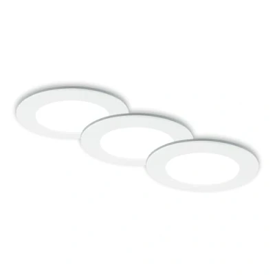 Abbildung von BRILONER 3er Set Bad Einbaustrahler LED mit Fernbedienung, einstellbar von warmweiß bis kaltweiß, dimmbar, Spot, Deckenspots, Spots, Einbauleuchten, Einbauspots LED, 92x45 mm, Weiß