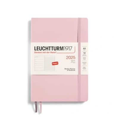 Abbildung von LEUCHTTURM1917 370747 Wochenkalender &amp; Notizbuch 2025, Medium A5 Softcover 12 Monats Planer, liniert Puder, Englisch