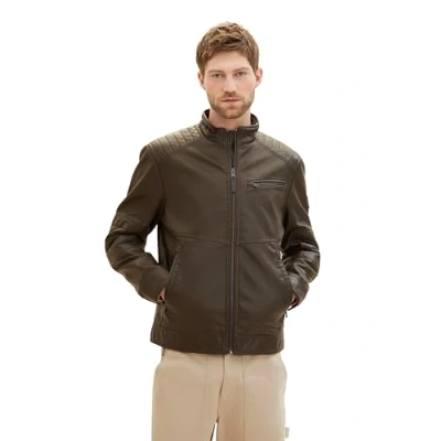 Abbildung von TOM Tailor Biker Kunstlederjacke, Herren, Größe: Medium, Brown fake leather