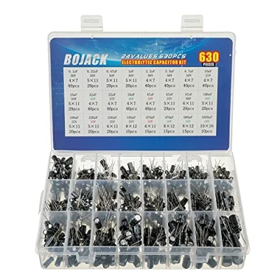 Abbildung von BOJACK 24 wert 630 Stück Kondensator Elektrolytkondensator Sortiment Kit Einschließlich Modellnummer 0.1uF 1000uF