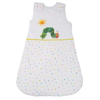 Abbildung von Herding RAUPE NIMMERSATT Baby Schlafsack, 90 cm, Seitlich umlaufender Reißverschluss und Druckknöpfe, Weiß