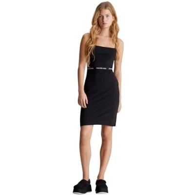 Abbildung von Calvin Klein Jeans LOGO TAPE Strappy Dress Jerseykleid, Damen, Größe: Small, Black