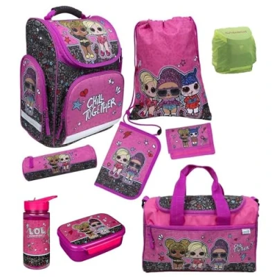 Abbildung von Familando Schulranzen 1. Klasse · ergonomischer Tornister Schultasche für Jungen und Mädchen (9 teiliges Set mit Sporttasche, LOL Surprise)