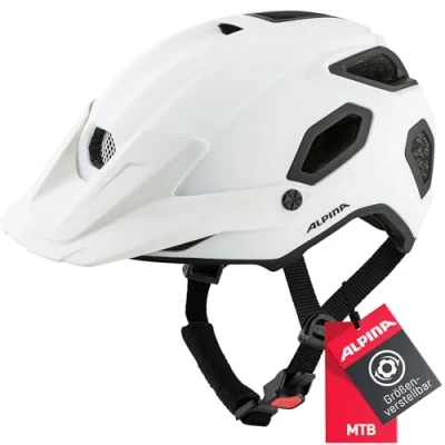 Abbildung von ALPINA COMOX Widerstandsfähiger, Stoßabsorbierender &amp; Anpassbarer Enduro Fahrradhelm Mit kurzem Schild Für Erwachsene, white matt, 57 62 cm