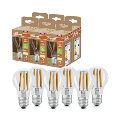 Abbildung von OSRAM SUPERSTAR+ CLASSIC A FIL 100 LED Lampe, E27, Kolbenform, 8,2W, 1521lm, 2700K, warmweißes Licht, dimmbar, Filament Technologie, sehr geringer Energieverbrauch, Energieeffizienzklasse B