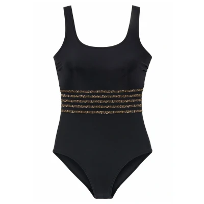 Abbildung von Lascana Badeanzug schwarzleo, Damen, Größe: 38xD, Schwarz leo