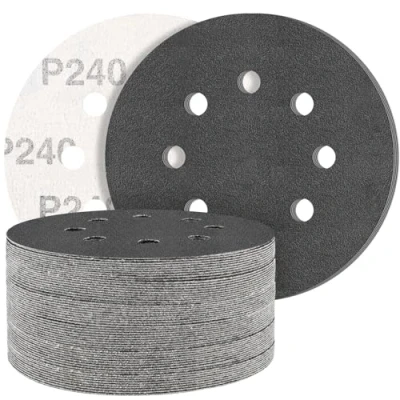 Abbildung von STEBRUAM 50 Stück Siliciumcarbid Schleifpapier 125mm Klett 240 körnung,Profi 125 Rund 8 Loch Nass und Trocken Schleifscheibe,Besten für Metall Autos