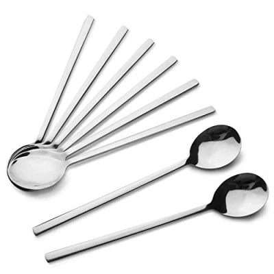 Abbildung von Löffel, 8 teilige Suppenlöffel aus Edelstahl, 8,5 Zoll koreanische Esslöffel mit langem Griff, Reislöffel, für zu Hause, in der Küche oder im Restaurant