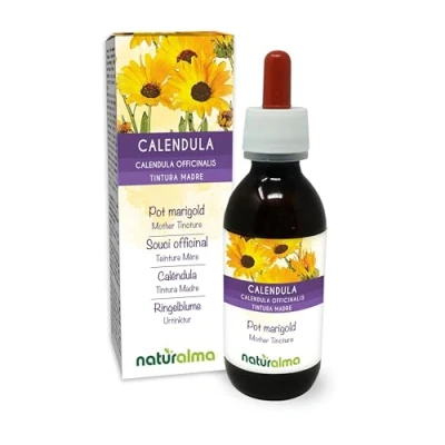 Abbildung von Ringelblume (Calendula officinalis) Köpfchen (Blüten) Alkoholfreier Urtinktur Naturalma Flüssig Extrakt Tropfen 120 ml Nahrungsergänzungsmittel Veganer
