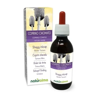 Abbildung von Schopf Tintling oder Tintenpilz (Coprinus comatus) Pilz Alkoholfreier Urtinktur Naturalma Flüssig Extrakt Tropfen 120 ml Nahrungsergänzungsmittel Veganer