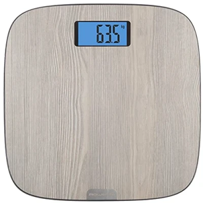 Abbildung von Rowenta Origin Light Wood BS1600 Personenwaage mit großem Display, Holz Finish, Einschaltautomatik, Tragkraft bis zu 160 kg 100g Graduierung, inkl. 4 AAA Batterien