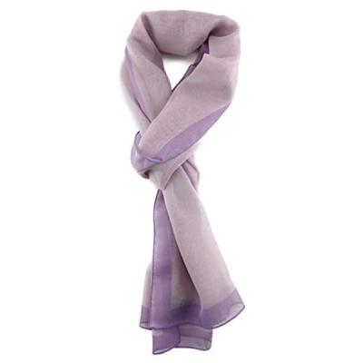 Abbildung von TigerTie Damen Chiffon Halstuch in violett flieder lila mit Bordüre Größe 160 cm x 36