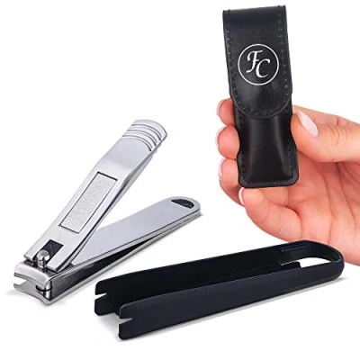 Abbildung von FABCARE Nagelknipser mit Nagelfang und Integrierter Nagelfeile, inkl. Etui Ebook, Extra scharf &amp; langlebig, Nagelschneider für Maniküre Pediküre Nagelzwicker Nail Clippers