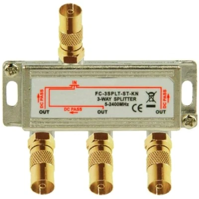 Abbildung von TronicXL Premium 3 fach Koax Antennenverteiler HD 3D 4K Verteiler Weiche Splitter für DVBT DVBT2 DVBC SAT Unicable Kabelfernsehen Unitymedia Vodafone Sky Kabel Deutschland Primacom Kabelfernseh HDTV
