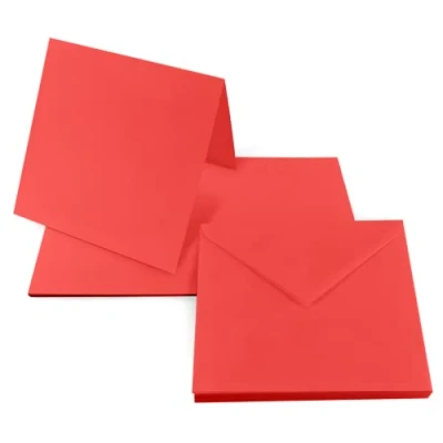 Abbildung von Netuno 25 Klapp Karten blanko mit Umschlag Doppelkarten Rot + quadratische Briefumschläge 14 x cm Rainbow Set Kuvert Karteikarten gefaltet Umschläge quadratisch Papeterie