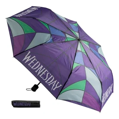 Abbildung von Undercover faltbarer Regenschirm Wednesday Taschenschirm mit Schutzhülle 94 cm Durchmesser Leichtgewicht und ideal für Kinderhände