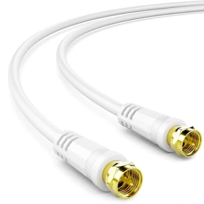 Abbildung von deleyCON 2m SAT TV Antennenkabel Koaxial Kabel HDTV 4 Fach Schirmung DVB S S2 Radio DAB Vergoldete Metallstecker Weiß