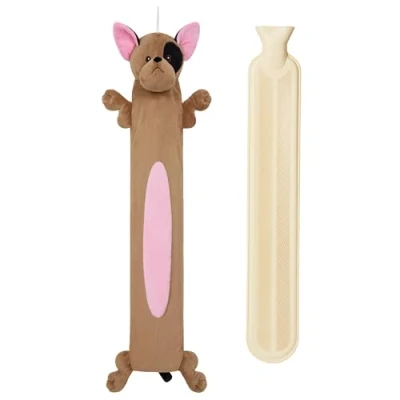 Abbildung von CityComfort Wärmflasche 1L mit Bezug Tier Super Weichem Plüschbezug Hot Water Bottle (Französische Bulldogge Lang)