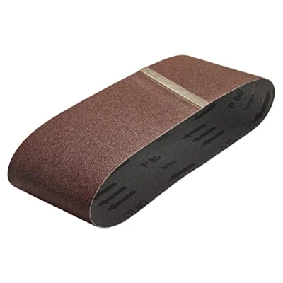 Abbildung von wolfcraft 6 Gewebe Schleifbänder 76 x 457 mm I 3112000 Körnung 80 für Holz &amp; Metall Schleifpapier Bandschleifer flexibel und langlebig