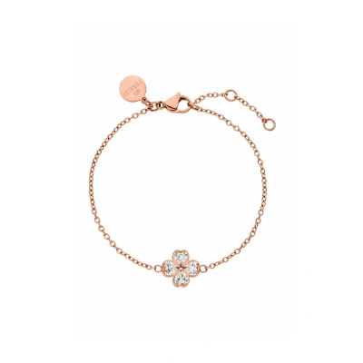 Abbildung von Purelei® Cuore Armband Elegantes Ankerketten mit Kleeblatt Anhänger aus Zirkonia Herzen (Rosegold)