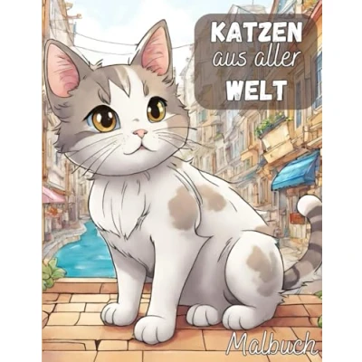 Abbildung von Katzen aus aller Welt Malbuch für Kinder und erwachsense Katzenfreunde DIN A4 70 Seiten: 35 Motiven zum bemalen, ausmalen, gestalten, anmalen