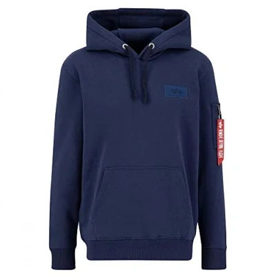 Abbildung von Alpha Industries BACK Hoody Kapuzenpullover, Herren, Größe: Large, Ultra navy