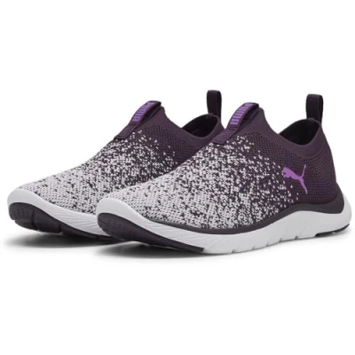 Abbildung von PUMA Damen SOFTRIDE REMI Slip ON Knit WN&#039;s Straßen Laufschuh, Midnight Plum Lilac Frost White, 39 EU