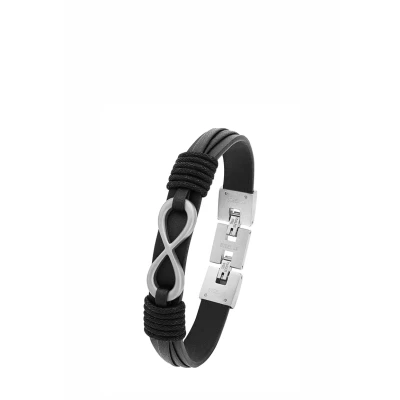 Abbildung von s.Oliver Armband für Herren Infinity, Leder / Edelstahl, Schwarz, Länge: 20 21,5 cm