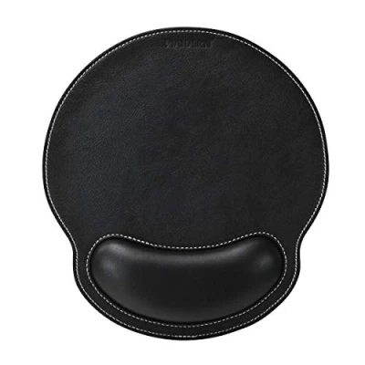 Abbildung von MAIDERN PU Leder Handgelenkauflage Mauspad mit Komfort Memory Schaum, Ergonomische rutschfeste Gummibasis, wasserdichte Oberfläche für Zuhause(Schwarz)