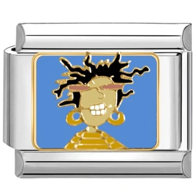 Abbildung von Quiges 9mm Italian Style Charm Modul aus Edelstahl Coole Frau für italienische Armbänder