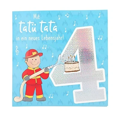 Abbildung von Depesche 11515 008 Zahlenkarte zum 4. Geburtstag mit Musik, veredelte Klappkarte originellem Innentext, inkl. Umschlag, Format 15,5 x cm, mehrfarbig