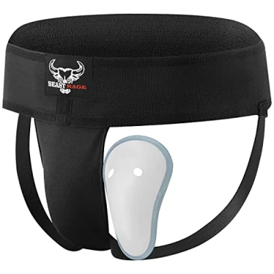 Abbildung von Boxen Tiefschutz Cup Herren schweißabsorbierend belüftet verstellbar Sparring Jockstrap Taekwondo Karate Training Jiu Jitsu BJJ Schutz Kickboxen MMA Muay Thai(L)