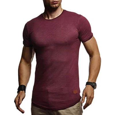 Abbildung von Leif Nelson T Shirt Herren Sommer Rundhals Ausschnitt (Rot, Größe XXL), Regular Fit 100% Baumwolle, Basic Männer Kurzarm