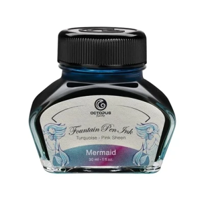 Abbildung von Octopus Fluids Mermaid Sheen Ink, Füllhaltertinte im Tintenglas, Tinte, Petrol, 30 ml