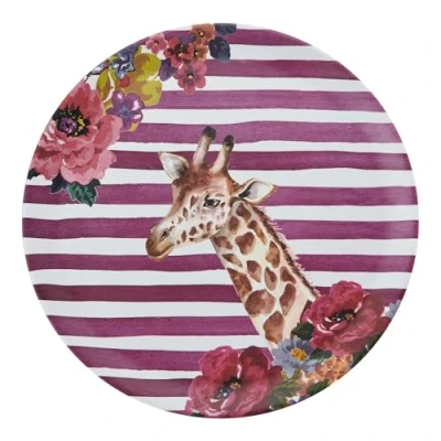 Abbildung von Mikasa Wild at Heart Rundes Tablett mit Giraffen Print, 36cm Serviertablett aus Melamin, leichtes und robustes Snack Tier Print