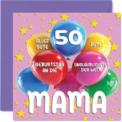 Abbildung von Stuff4 50. Geburtstagskarte Mama Unglaublichsten der Welt Geburtstagskarten für 50 Jahre von Tochter Sohn, 145mm Geburtstag Glückwunschkarten