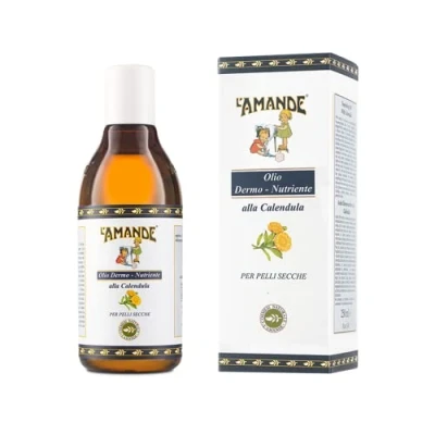 Abbildung von L&#039;AMANDE Ringelblumenöl 100% natürlich mit Vitamin E, für Körper und Haar, zart frisch zitronös, dermatonährende beruhigende Wirkung, zur Massage trockener reifer Haut, 250 ml