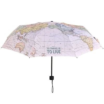 Abbildung von Legami Faltbarer Regenschirm, Ø 100 cm, aus Polyester, Gestell schwarzem Stahl, Griffe Kunststoff, leicht, winddichte Struktur, Tasche im Lieferumfang enthalten, Travel, Small, Casual