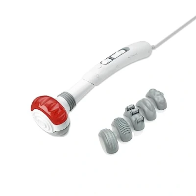 Abbildung von medisana HM 886 Handmassagegerät, Elektrisches Massagegerät, Für Rücken, Nacken, Schulter &amp; Beine, Rückenmassagegerät inkl. Rotlichtfunktion Wärmefunktion, 2 Intensitäten, 5 Aufsätze