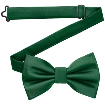 Abbildung von DonDon Fliege Herren handgefertigt Seiden Look 12 x 6 cm Dunkelgrün