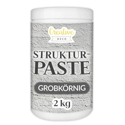 Abbildung von Creative Deco Strukturpaste Grobkörnig 2 kg Graue Spachtelmasse für Acrylmalerei Modellierpaste Kunstprojekte, Acrylfarbe, DIY, 3D Effekte, Texturen Einfach mit Palettenmesser aufzutragen