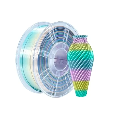 Abbildung von iBOSS Mehrfarbiges PLA+ Filament 1,75 mm, Seide PLA Plus 3D Regenbogen Filament, 1 kg (2,2 lb), Druck Farbwechsel, Mini Regenbogenfarbe in Himmel
